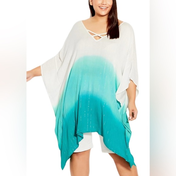 NWT Avenue Women’s Kaftan Ombré Escape Cover Up Beach Drape - Picture 5 of 6